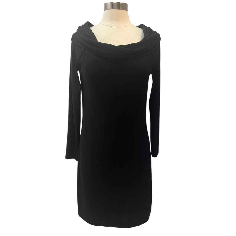 WHITE HOUSE BLACK MARKET Black Cowl Neck 3/4 Sleeve Dress MD